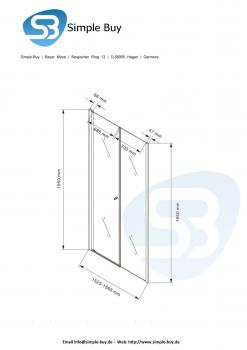 Glas Concept 24 - Boston - Nischentür - Nischendusche - Hebe/Senkmechanismus - 8mm ESG - Variation (155x195cm)